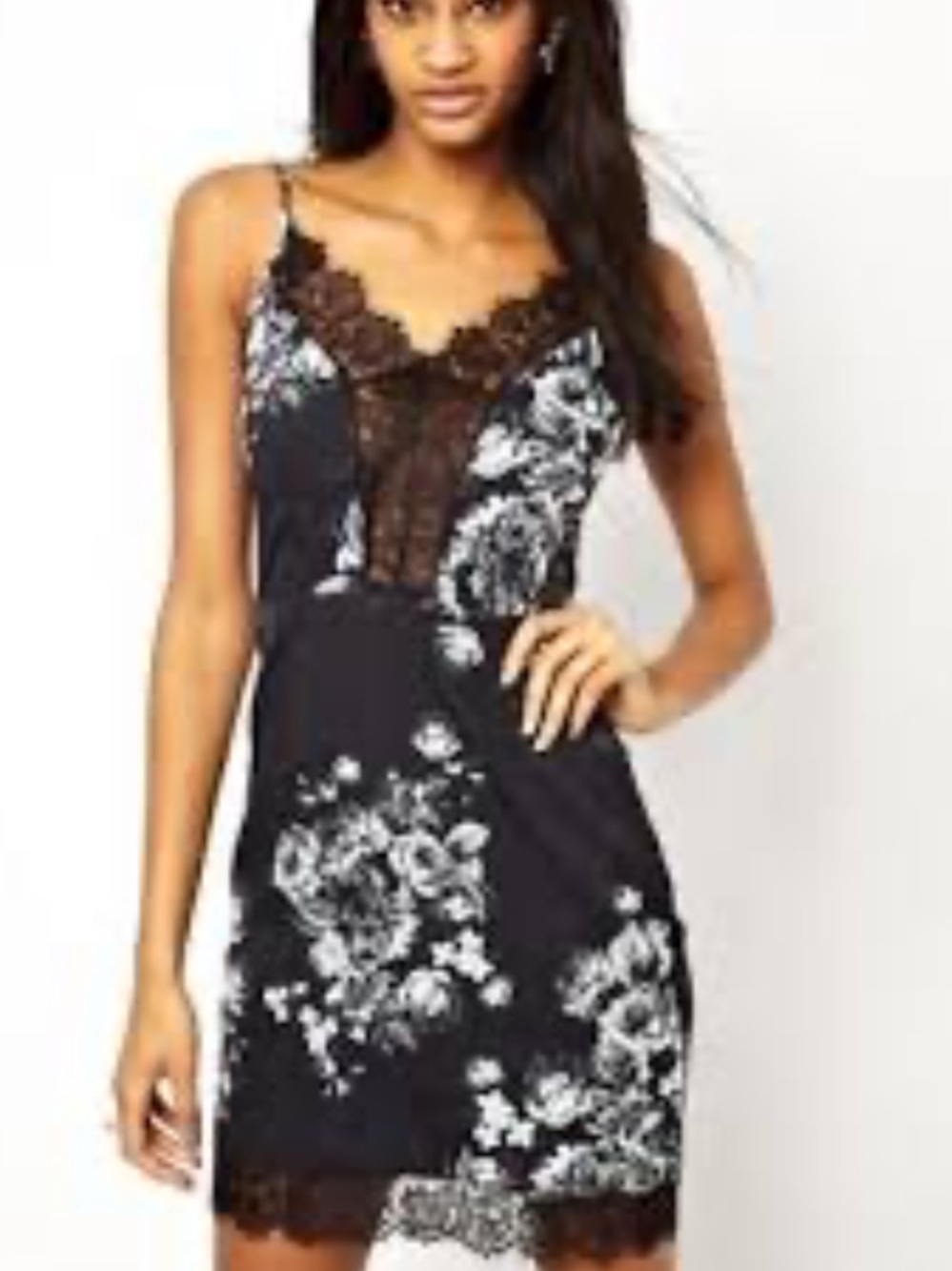 Oh My Love Black Floral Lace Slip Dress